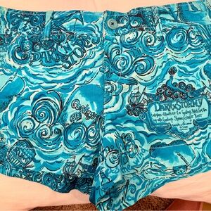 Lilly Pulitzer Blue Wave Print Shorts